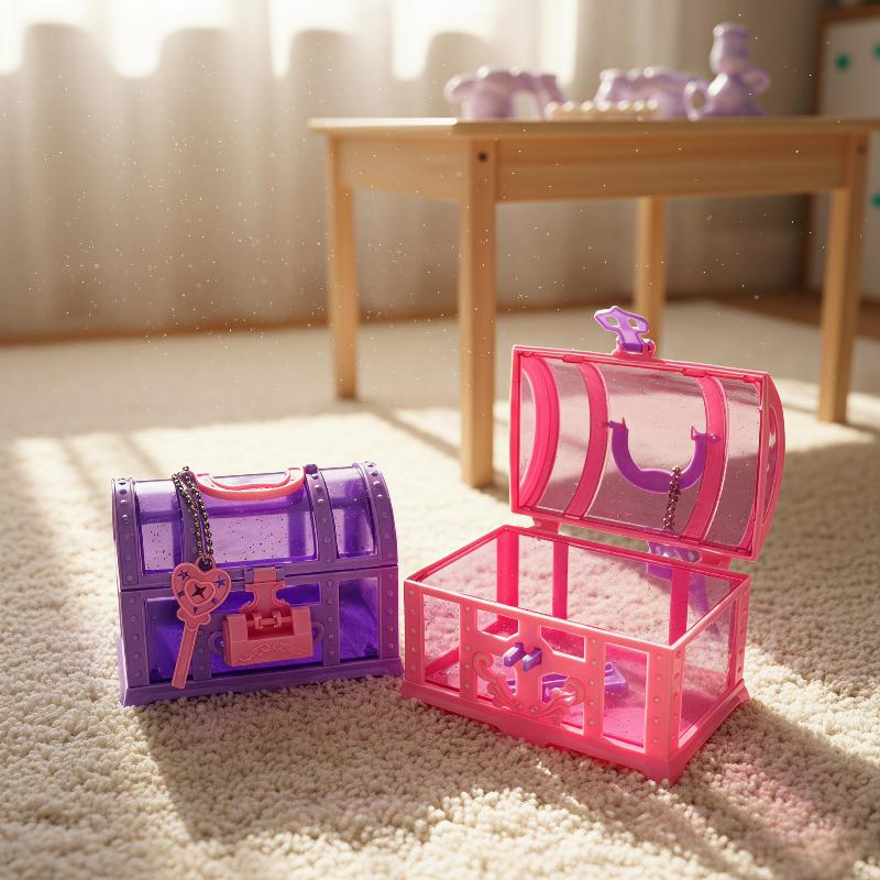 Beauty Makeup Box Set - Cute Plastic Lockable Treasure Jewelry Case
