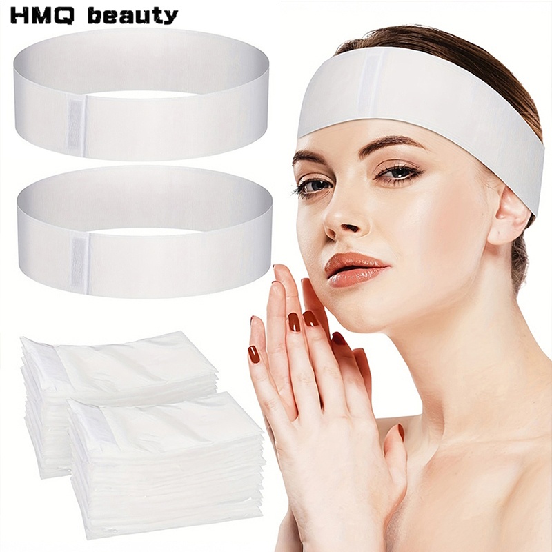 Beauty Hair Makeup - 100/50/10pcs Disposable Facial Headbands Spa Stretch