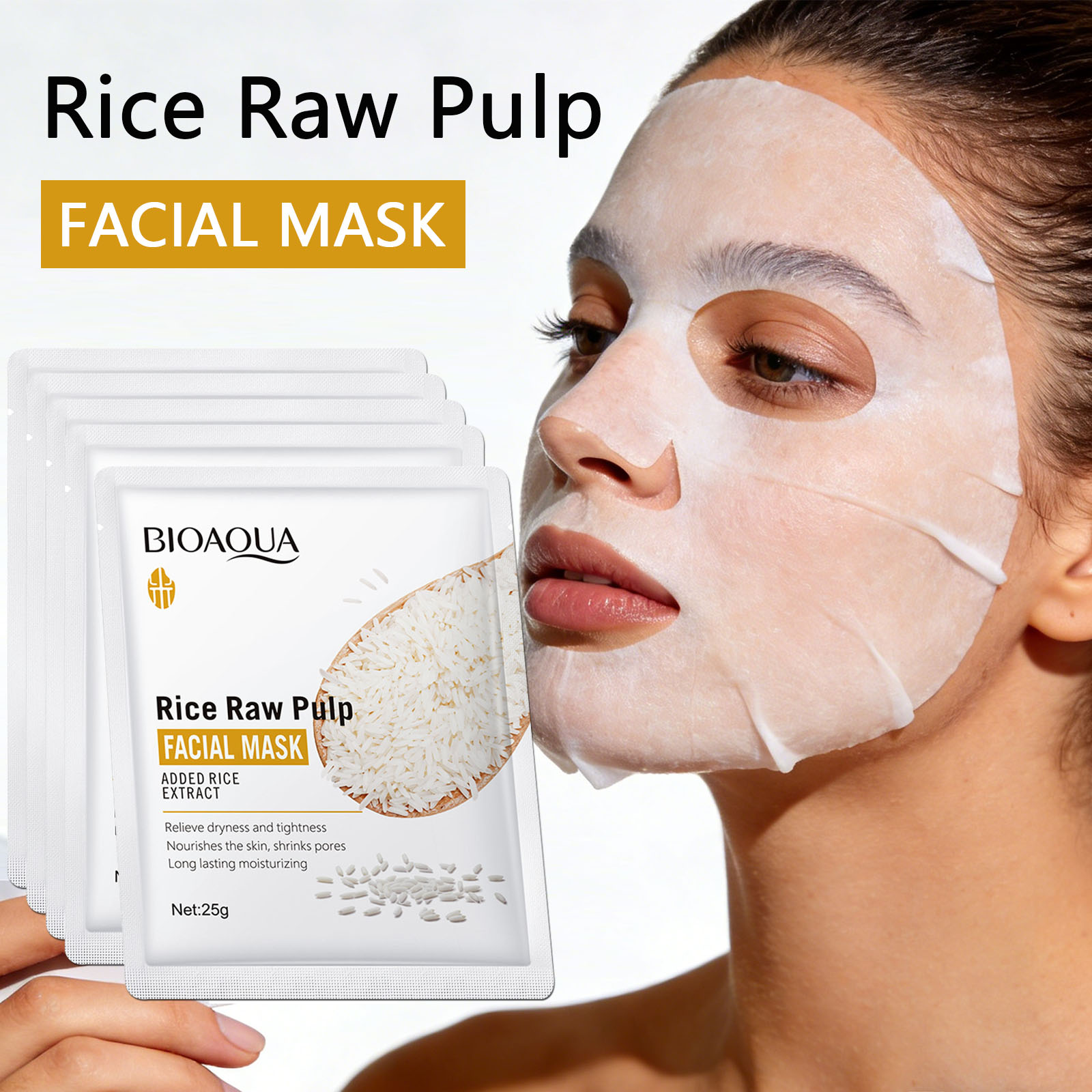 Beauty Makeup Korean - 1/5/10/20pcs Rice Raw Pulp Facial Masks