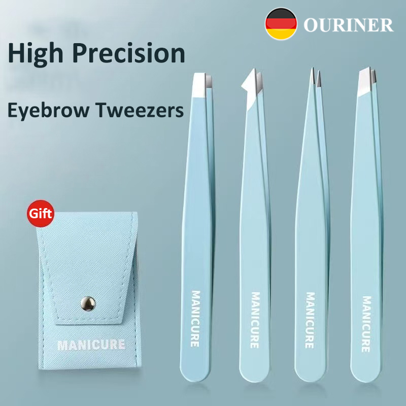 4 Pcs Colorful Eyebrow Tweezer - Beauty Hair Makeup 评论和价格