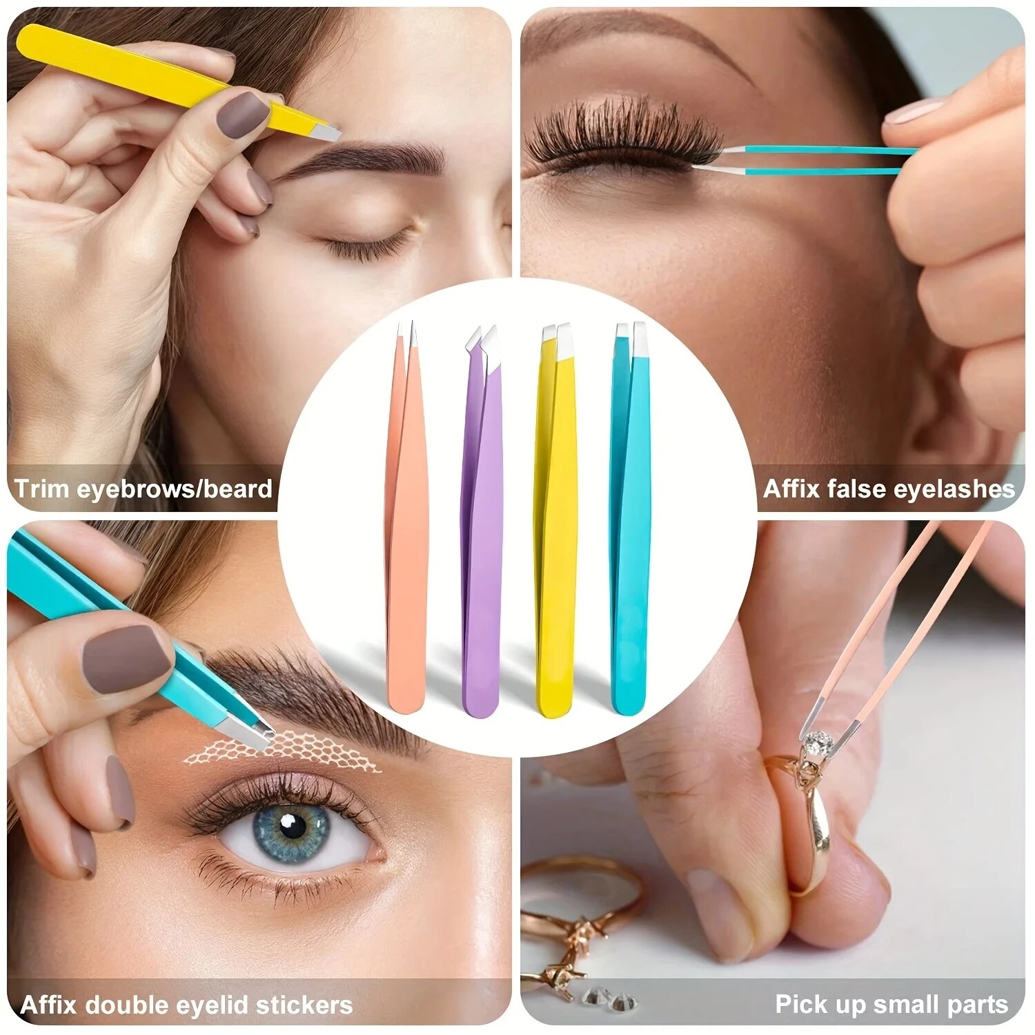 Colorful Eyebrow Tweezer Hair  - Beauty Hair Makeup 评论和价格