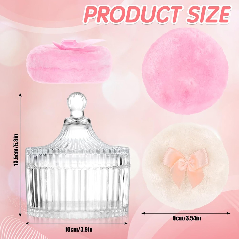 Powder Puff with Glass Storage - Beauty Makeup Tool Collection 评论和价格