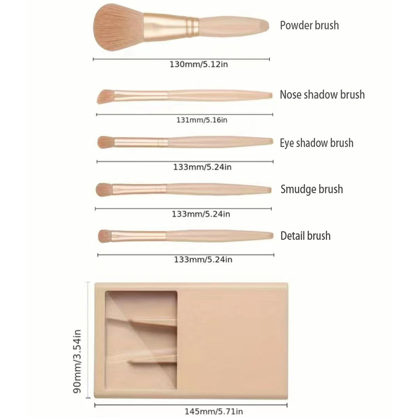 5pcs Cosmetic Brush Kit With M - Beauty Makeup Box Set 评论和价格